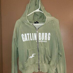 M Gatlinburg Tennessee Army Green Hooded Sweater Womens Sweatshirt Zip Hoodie